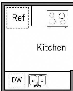 1B - 1 Bedroom 1 Bath Floor Plan Layout - 656 Square Feet